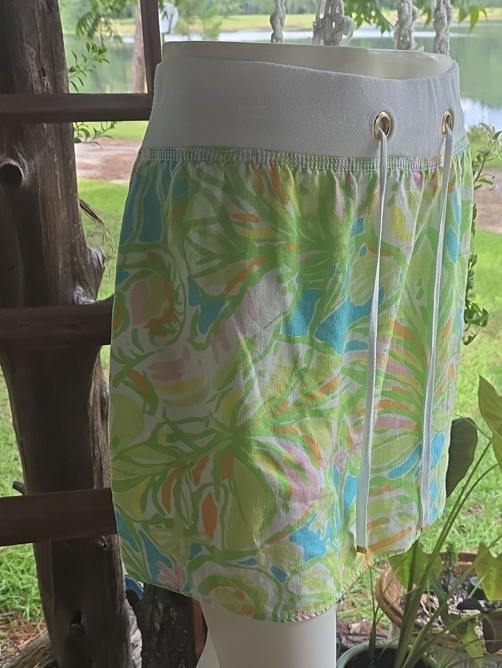 Lilly Pulitzer Hayden Elephant Ear Print Linen Mini Skirt Size Large - Picture 3 of 9